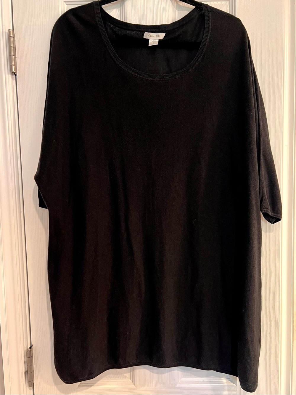Garnet Hill Silk Knit Tunic Sweater Black Medium Oversized Minimalist Women’s